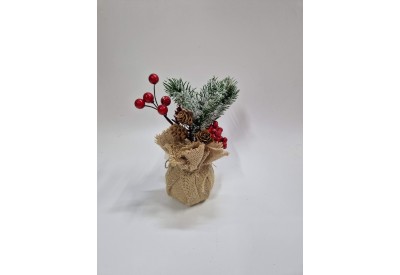 J-192 Композиция цветочная новогодняя в мешочке из пластмассы